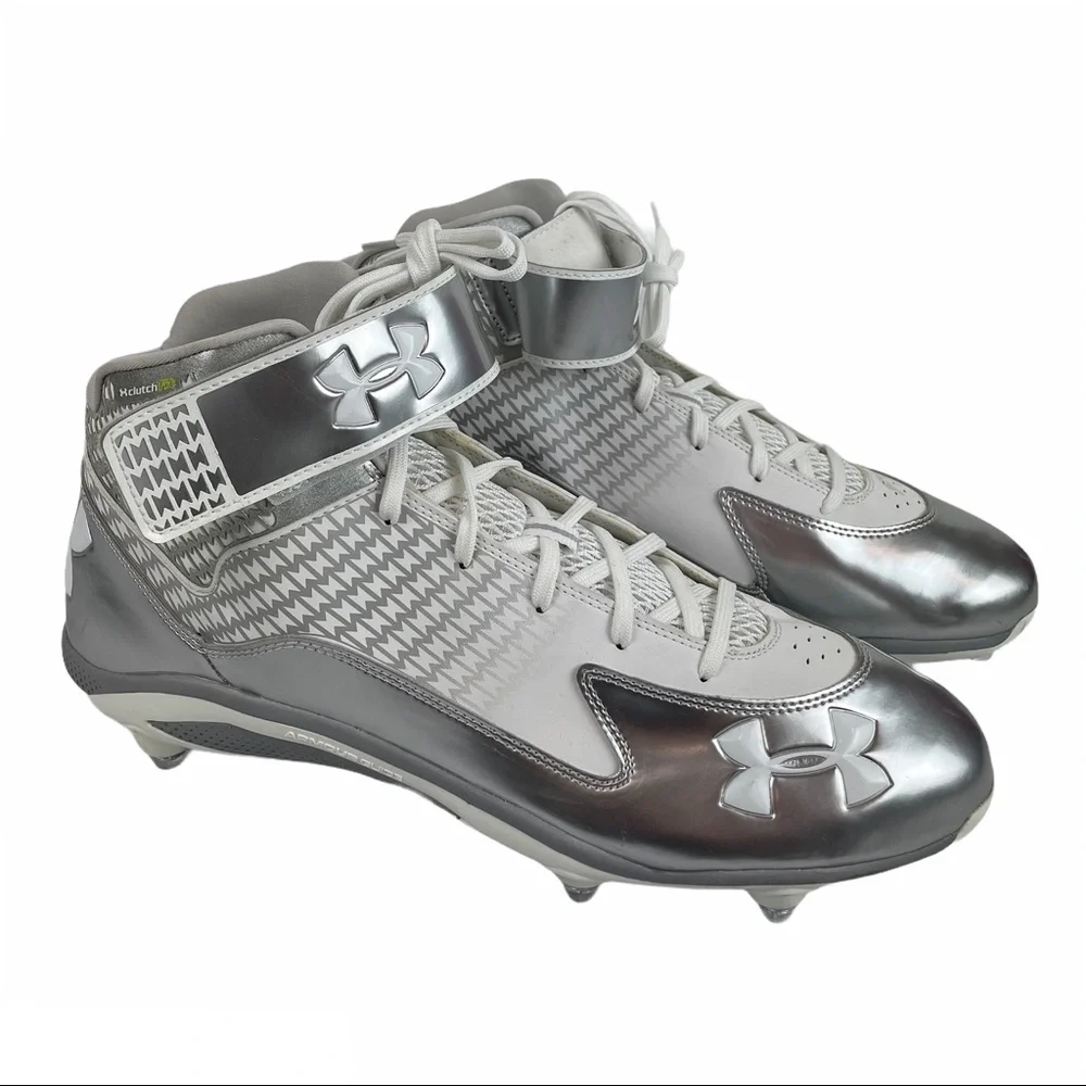 Under Armour Clutch Fit White Silver Cleats